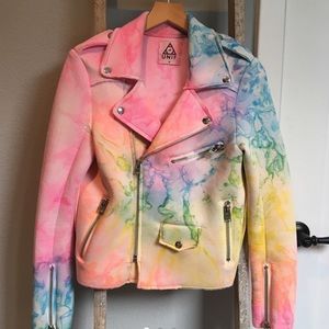 UNIF Moto Pastel Tie-Dye Jacket, M